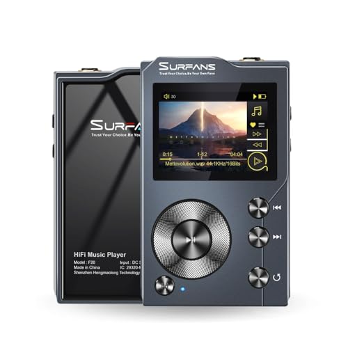 F20 128GB - MP3 Player mit Bluetooth5.2, DSD DAC, Verlustfreier Hochauflösender Digitaler Ton, Tragbarer Audioplayer mit 128GB Speicherkarte, Speicher auf bis zu 256GB Erweiterbar von Surfans