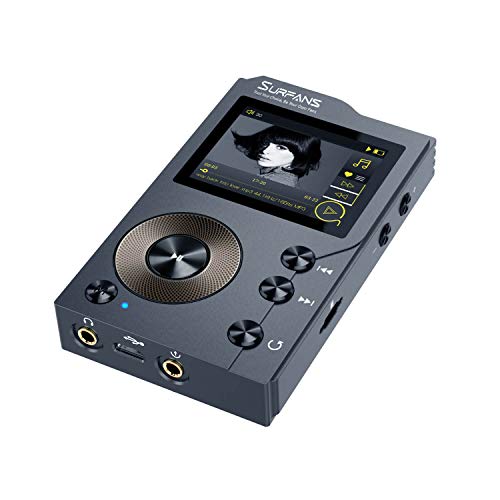 Surfans F20 - MP3 Player mit Bluetooth, DSD DAC, Verlustfreier Hochauflösender Digitaler Ton, Tragbarer Audioplayer mit 32GB Speicherkarte, Speicher auf bis zu 256GB Erweiterbar von Surfans