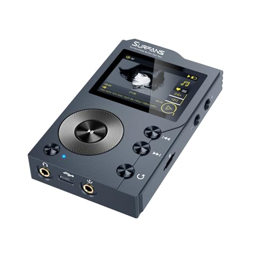 Surfans F20 - MP3 Player mit Bluetooth5.2, DSD DAC, Verlustfreier Hochauflösender Digitaler Ton, Tragbarer Audioplayer mit 32GB Speicherkarte, Speicher auf bis zu 256GB Erweiterbar von Surfans