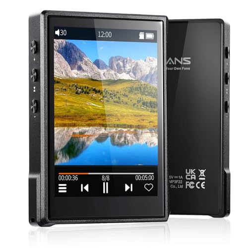 Surfans HiFi MP3 Player mit Bluetooth: F22 Full Touch Lossless Musikplayer - Tragbarer High Resolution DSD Digital Audio Player 32GB Speicher - erweiterbar auf 1TB von Surfans