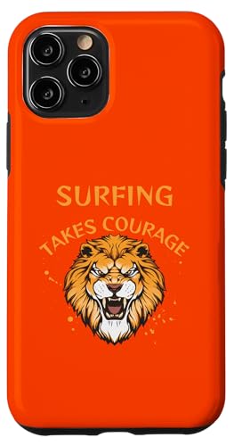 Surf-Design, Surfen braucht Mut, Löwe Hülle für iPhone 11 Pro von Surfing Stuff