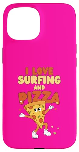 Surfing Design, ich liebe Surfen und Pizza Hülle für iPhone 15 von Surfing Stuff