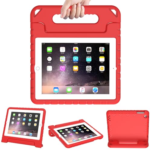 Surom Kinder-Schutzhülle für iPad 2 / 3 / 4, leicht, stoßfest, umwandelbarer Griff, mit Standfunktion, kinderfreundlich, für iPad 2, iPad 3. Generation, iPad 4. Generation, Rot von Surom