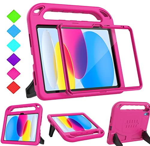 Surom Kinderhülle mit integriertem Displayschutz für iPad 10,9 Zoll 2022 (10. Generation), iPad 10.9 2022 Kinderhülle, leicht, stoßfest, Standfunktion für iPad 10. Generation 27,7 cm 2022 Rose von Surom