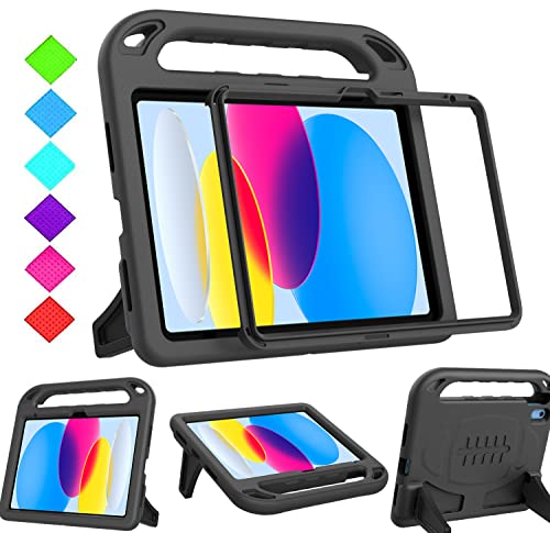 Surom Kinder-Schutzhülle für iPad (A16) 11. Generation (11 Zoll, 2025)/iPad 10. Generation (27,7 cm, 2022), mit integriertem Displayschutz, stoßfest, leicht, mit Ständer, für Kinder, Schwarz von Surom