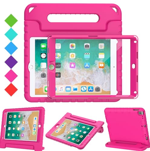 Surom Schutzhülle für iPad 24,6 cm (9,7 Zoll), stoßfest, leicht, mit Griff, ideal für Kinder rose pink von Surom