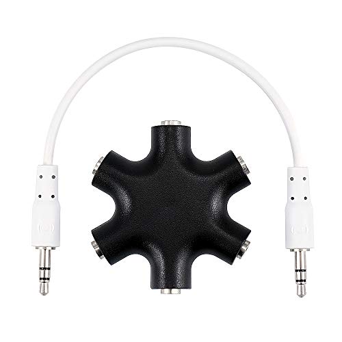Surplex Multifunktionalen Audiosplitter 5-Fach Klinkenverteiler 3,5 mm Aux Klinkenverteiler Kopfhörer Buchse, für Smartphones, Laptops und PC in Weiß von Surplex