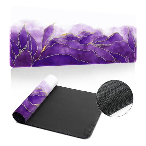 Surwin Gaming Mauspad Groß Multifunktionales Office Mousepad, Laptop Schreibunterlage, Mauspads mit Marmor Motiv, für Computerbüro, kabellose Maus (Lila,500x1000mm) von Surwin