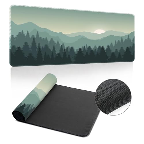 Surwin Gaming Mauspad Groß Multifunktionales Office Mousepad, Laptop Schreibunterlage, Mauspads mit Wald Motiv, für kabellose Maus, Computerbüro (Blau,400x700mm) von Surwin