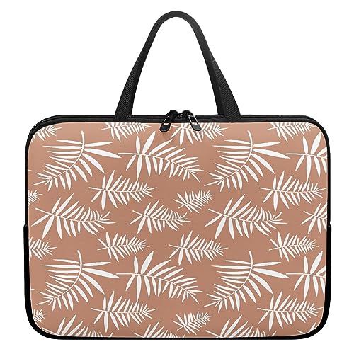 Surwin Laptop Hülle Tasche, Blatt Muster Laptop Hüllen Wasserdicht Stoßfest Laptoptasche mit Griff und Reißverschluss Laptophülle Langlebig Rundumschutz Notebook Sleeve (17 Zoll,Weiße Blätter) von Surwin