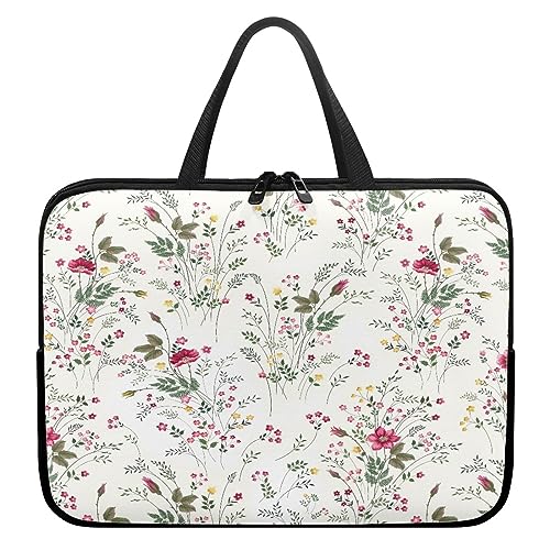 Surwin Laptop Hülle Tasche, Blumen Muster Laptop Hüllen Wasserdicht Stoßfest Laptoptasche mit Griff und Reißverschluss Laptophülle Rundumschutz Notebook Sleeve (15 Zoll,Blumen Pflanzen) von Surwin