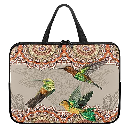 Surwin Laptop Hülle Tasche, Exotisch Stil Laptop Hüllen Wasserdicht Stoßfest Laptoptasche mit Griff und Reißverschluss Laptophülle Langlebig Rundumschutz Notebook Sleeve (Grüner Vogel,10 Zoll) von Surwin