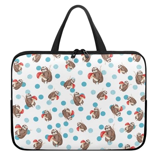 Surwin Laptop Hülle Tasche, Faultier Muster Laptop Hüllen Wasserdicht Laptoptasche mit Griff und Reißverschluss Laptophülle Stoßfest Notebook Sleeve Rundumschutz (Polka Dots,15 Zoll) von Surwin