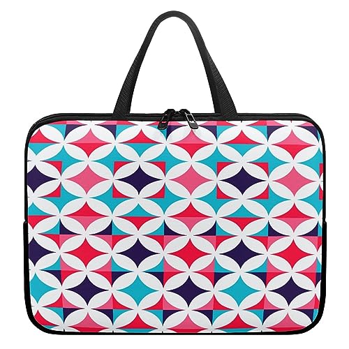 Surwin Laptop Hülle Tasche, Geometrisch Stil Laptop Hüllen Wasserdicht Stoßfest Laptoptasche mit Griff und Reißverschluss Laptophülle Rundumschutz Notebook Sleeve (Rosa,13 Zoll) von Surwin