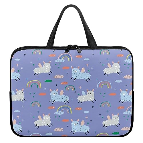 Surwin Laptop Hülle Tasche, Karikatur Stil Laptop Hüllen Wasserdicht Stoßfest Laptoptasche mit Griff und Reißverschluss Laptophülle Rundumschutz Notebook Sleeve (Regenbogen,12 Zoll) von Surwin