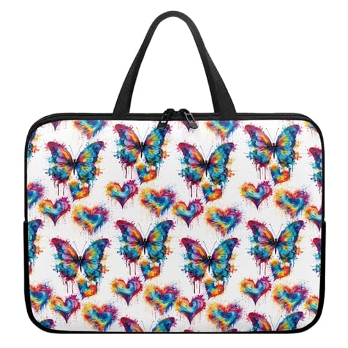 Surwin Laptop Hülle Tasche, Schmetterling Muster Laptop Hüllen Wasserdicht Laptoptasche mit Griff und Reißverschluss Laptophülle Stoßfest Notebook Sleeve Rundumschutz (Aquarell,15 Zoll) von Surwin