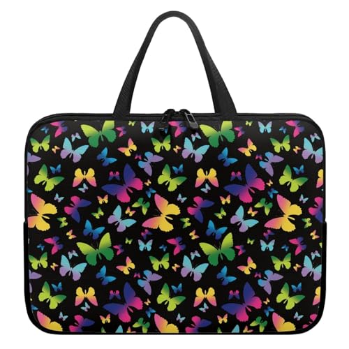 Surwin Laptop Hülle Tasche, Schmetterling Muster Laptop Hüllen Wasserdicht Laptoptasche mit Griff und Reißverschluss Laptophülle Stoßfest Notebook Sleeve Rundumschutz (Gradientenfarbe,17 Zoll) von Surwin