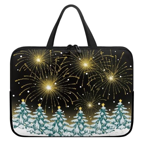 Surwin Laptop Hülle Tasche, Weihnachtsbaum Muster Laptop Hüllen Wasserdicht Laptoptasche mit Griff und Reißverschluss Laptophülle Stoßfest Notebook Sleeve Rundumschutz (10 Zoll,Feuerwerk) von Surwin