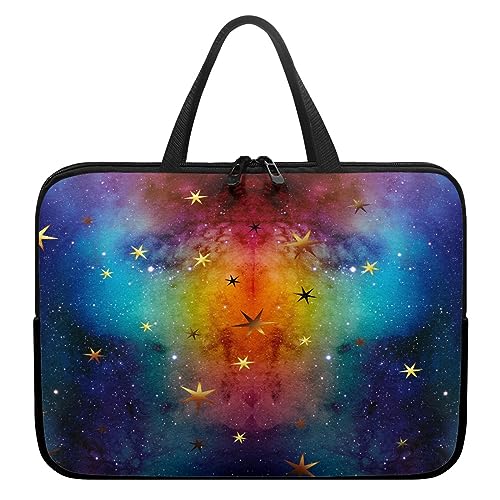 Surwin Laptop Hülle Tasche,Sternenhimmel Muster Laptop Hüllen Wasserdicht Stoßfest Laptoptasche mit Griff und Reißverschluss Laptophülle Rundumschutz Notebook Sleeve (15 Zoll,Goldstern) von Surwin