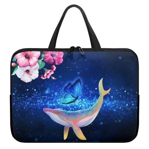 Surwin Laptophülle mit Griff, 3D Wal Muster Laptop Hülle Tasche Wasserdicht Laptop Hüllen Laptoptasche mit Reißverschluss, Stoßfest Langlebig Notebook Sleeve (17 Zoll,Schmetterling) von Surwin