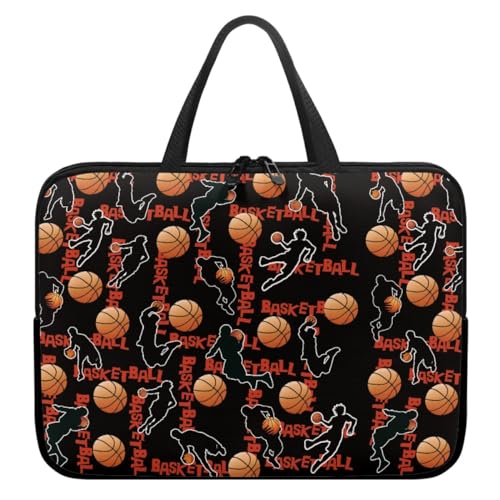 Surwin Laptoptasche 10-17 Zoll, Fußball Laptop-Taschen mit Schultergurt, Laptop Tasche Business Büro Arbeit Computertasche, Schlanke Notebook Tasche für Herren & Frauen (15",Basketball) von Surwin