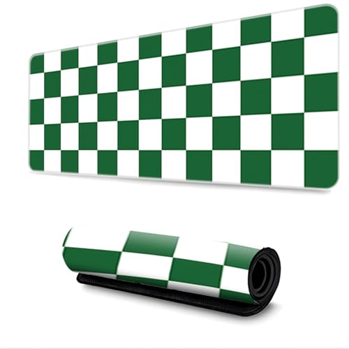 Surwin Mauspad Groß, Checkerboard Stil Mouse Pad Gaming Office Mousepad Mauspads Gaming Mat Pad Dicke 3mm rutschfest Desk Mat - Verbessert Präzision und Geschwindigkeit (300x600mm,Grün + Weiß) von Surwin