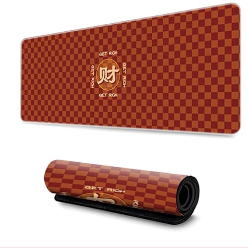 Surwin Mauspad Groß, Checkerboard Stil Mouse Pad Gaming Office Mousepad Mauspads Gaming Mat Pad Dicke 3mm rutschfest Desk Mat - Verbessert Präzision und Geschwindigkeit (400x900mm,Braun) von Surwin