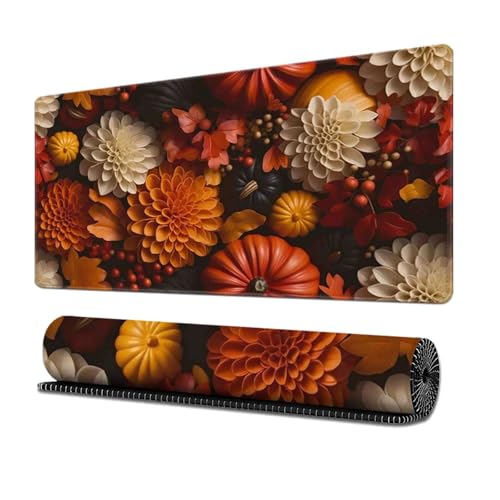 Surwin Mauspad Groß, Floral Muster Mouse Pad Gaming Office Mousepad Mauspads Gaming Mat Pad rutschfest Desk Mat - Verbessert Präzision und Geschwindigkeit (Chrysantheme,400x800mm) von Surwin