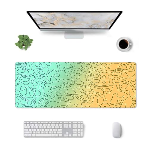 Surwin Mauspad Groß, Gradientenfarbe Mouse Pad Gaming Office Mousepad Mauspads Gaming Mat Pad rutschfest Desk Mat - Verbessert Präzision und Geschwindigkeit (Grün + Orange,300x600mm) von Surwin