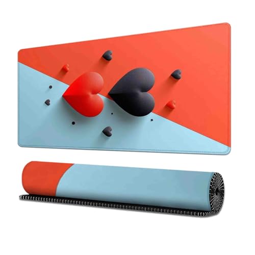 Surwin Mauspad Groß, Liebesherz Muster Mouse Pad Gaming Office Mousepad Mauspads Gaming Mat Pad rutschfest Desk Mat - Verbessert Präzision und Geschwindigkeit (300x700mm,Einfach Stil) von Surwin
