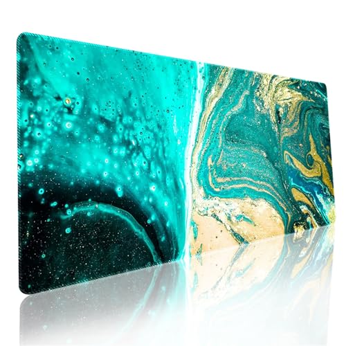 Surwin Mauspad Groß, Marmor Steinkörnung Mouse Pad Gaming Office Mousepad Mauspads Gaming Mat Pad rutschfest Desk Mat - Verbessert Präzision und Geschwindigkeit (300x600mm,Grün + Gold) von Surwin