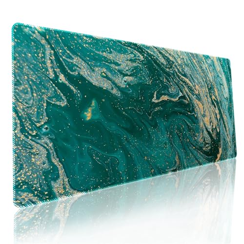 Surwin Mauspad Groß, Marmor Steinkörnung Mouse Pad Gaming Office Mousepad Mauspads Gaming Mat Pad rutschfest Desk Mat - Verbessert Präzision und Geschwindigkeit (300x700mm,Dunkelgrün) von Surwin