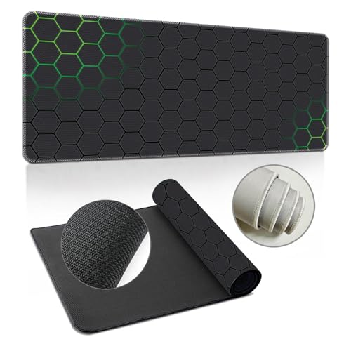 Surwin Mauspad Groß, Wabenmuster Sechseck Stil Mouse Pad Gaming Office Mousepad Mauspads Gaming Mat Pad Dicke 3mm Desk Mat - Verbessert Präzision und Geschwindigkeit (400x800mm,Grün) von Surwin