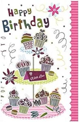 Susy Card 40009537 Geburtstagskarte "Etagere mit Muffins", Maße: 17 x 11 x 0, 1 cm von Susy Card