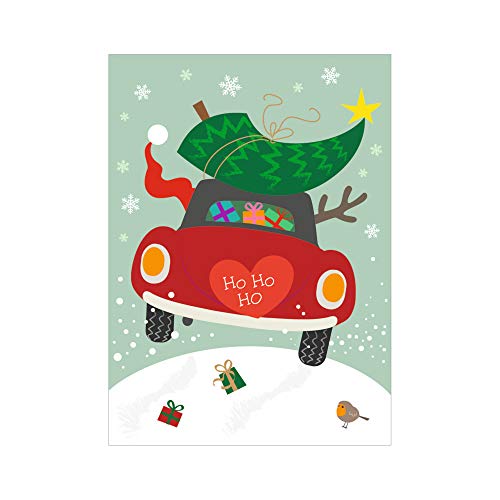 Susy Card 40023465 - Grußkarte Weihnachten, Mini, Auto, 1 Stück von Susy Card