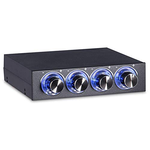 Sutinna 4-Kanal-PC-Lüfter-Controller, 3,5-Zoll-Diskettenlaufwerk-Schnittstelle Computer-Thermo-Lüfter-Drehzahl- und Temperaturregler mit Blauer LED von Sutinna
