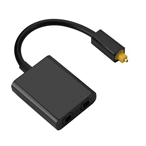 Sutinna Digitales optisches Audiokabel, 1-in-2-Ausgänge, Stecker aus 24 Karat Gold, optischer Toslink-Audio-Splitter auf Doppel-Port, geeignet für A/V/TV-Receiver (schwarz) von Sutinna