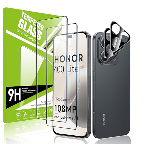Suttkue Displayschutzfolie für Honor 400 Lite mit Kameraobjektivschutz, 9H Härte, kratzfestes gehärtetes Glas, hüllenfreundlich, Anti-Fingerabdruck (2 + 2 Stück) von Suttkue