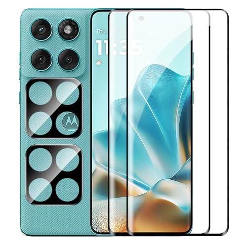 Suttkue Displayschutzfolie für Motorola Edge 60 Fusion, Härtegrad 9H, kratzfest, gehärtetes Glas, hüllenfreundlich, kratzfest, 2 + 2 Stück von Suttkue