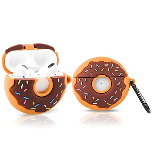 Suublg Silikon Niedliche Airpods Pro Schokolade Hülle mit Schlüsselanhänger, Cartoon Snacks Kartoffel Chips 3D Candy Design Airpod Pro Zubehör Laden Schutzhülle Kompatibel für Airpods (Donut) von Suublg