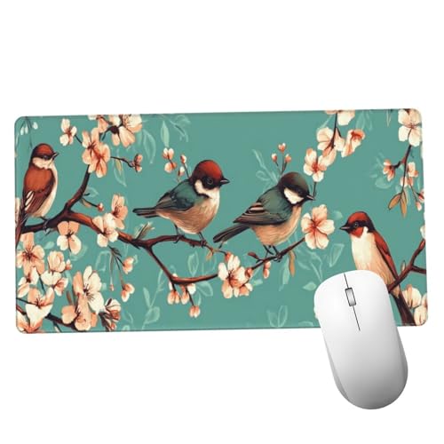 Mauspad Blau Schreibtisch Unterlegmatte XXL 800x300x3mm Desk Protector Matte mit Anti-Rutsch Basis,Mouse Pad Wasserdicht und Langlebig,für Gaming,Büro,Verbessert Präzision Geschwindigkei Vogel Y1078 von Suuiizaa