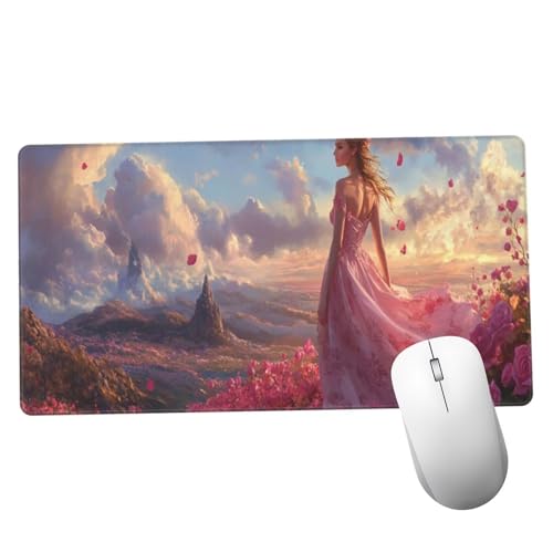 Mauspad Blume Schreibtisch Unterlegmatte XXL 1000x400x3mm Desk Protector Matte mit Anti-Rutsch, Mouse Pad Wasserdicht und Langlebig, für Gaming, Verbessert Präzision Geschwindigkei Prinzessin Y1162 von Suuiizaa