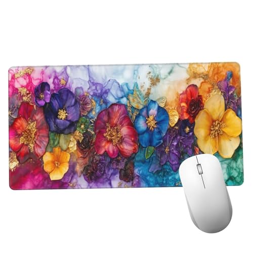Mauspad Bunt Mousepad XXL 900x500x3mm Mauspad gaming Vernähte Kanten Wasserdicht Anti-Rutsch, Tischunterlage Size Groß, Abwaschbar, Erweiterter Schreibtisch Schutz Schreibtischunterlage Blume Y1301 Mauspad Bunt Mousepad XXL 900x500x3mm Mauspad gaming Vernähte Kanten Wasserdicht Anti-Rutsch, Tischunterlage Size Groß, Abwaschbar, Erweiterter Schreibtisch Schutz Schreibtischunterlage Blume Y1301 von Suuiizaa
