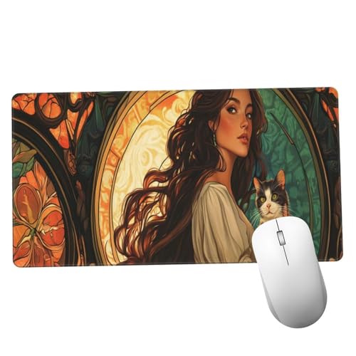 Mauspad Frau Mousepad XXL 600x300x3mm Mauspad gaming Vernähte Kanten Wasserdicht Anti-Rutsch, Tischunterlage Size Groß, Abwaschbar, Erweiterter Schreibtisch Schutz Schreibtischunterlage Katze Y1333 Mauspad Frau Mousepad XXL 600x300x3mm Mauspad gaming Vernähte Kanten Wasserdicht Anti-Rutsch, Tischunterlage Size Groß, Abwaschbar, Erweiterter Schreibtisch Schutz Schreibtischunterlage Katze Y1333 von Suuiizaa
