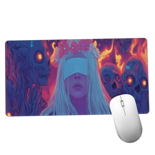 Mauspad Frau Schreibtisch Unterlegmatte XXL 600x300x3mm Desk Protector Matte mit Anti-Rutsch Basis, Mouse Pad Wasserdicht und Langlebig, für Gaming, Verbessert Präzision Geschwindigkei Horror Y1404 von Suuiizaa