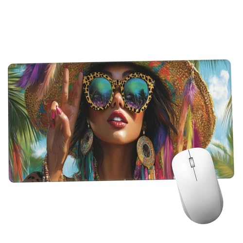 Mauspad Frau Schreibtisch Unterlegmatte XXL 600x300x3mm Desk Protector Matte mit Anti-Rutsch Basis, Mouse Pad Wasserdicht und Langlebig, für Gaming, Verbessert Präzision Geschwindigkei Pflanze Y1258 von Suuiizaa