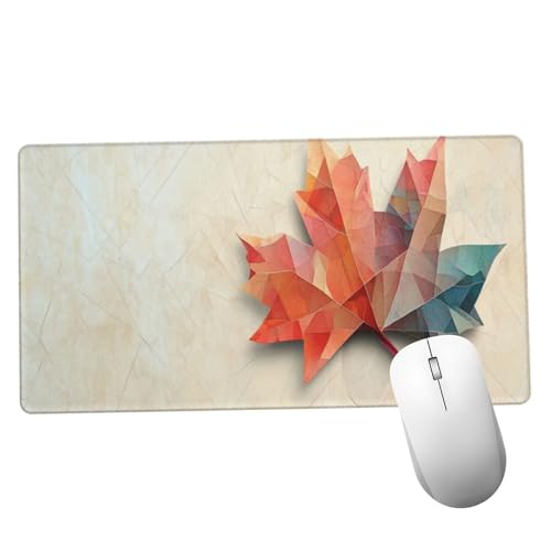 Mauspad Gelb Schreibtisch Unterlegmatte XXL 800x300x3mm Desk Protector Matte mit Anti-Rutsch Basis,Mouse Pad Wasserdicht und Langlebig,für Gaming,Verbessert Präzision Geschwindigkei Ahornblatt Y1204 von Suuiizaa