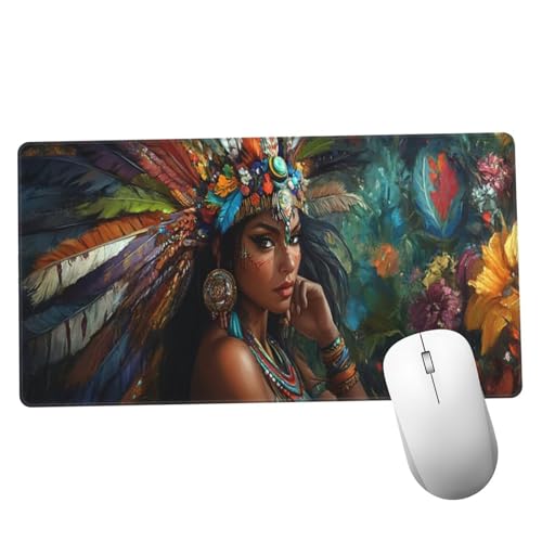 Mauspad Indisch Schreibtisch Unterlegmatte XXL 700x400x3mm Desk Protector Matte mit Anti-Rutsch Basis, Mouse Pad Wasserdicht und Langlebig, für Gaming, Verbessert Präzision Geschwindigkei Frau Y1240 von Suuiizaa