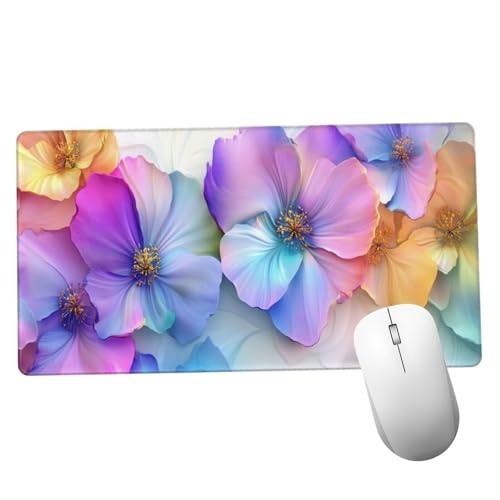 Mauspad Lila Schreibtisch Unterlegmatte XXL 1000x400x3mm Desk Protector Matte mit Anti-Rutsch Basis, Mouse Pad Wasserdicht und Langlebig, für Gaming, Verbessert Präzision Geschwindigkei Blume Y1296 von Suuiizaa