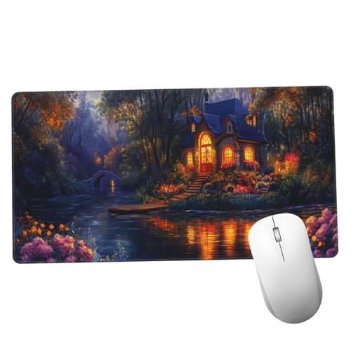 Mauspad Lila Schreibtisch Unterlegmatte XXL 1400x600x3mm Desk Protector Matte mit Anti-Rutsch Basis,Mouse Pad Wasserdicht und Langlebig,für Gaming,Verbessert Präzision Geschwindigkei Landschaft Y1054 von Suuiizaa